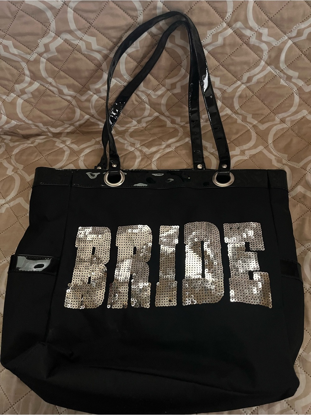 BRIDE Sequin Tote Bag - Black